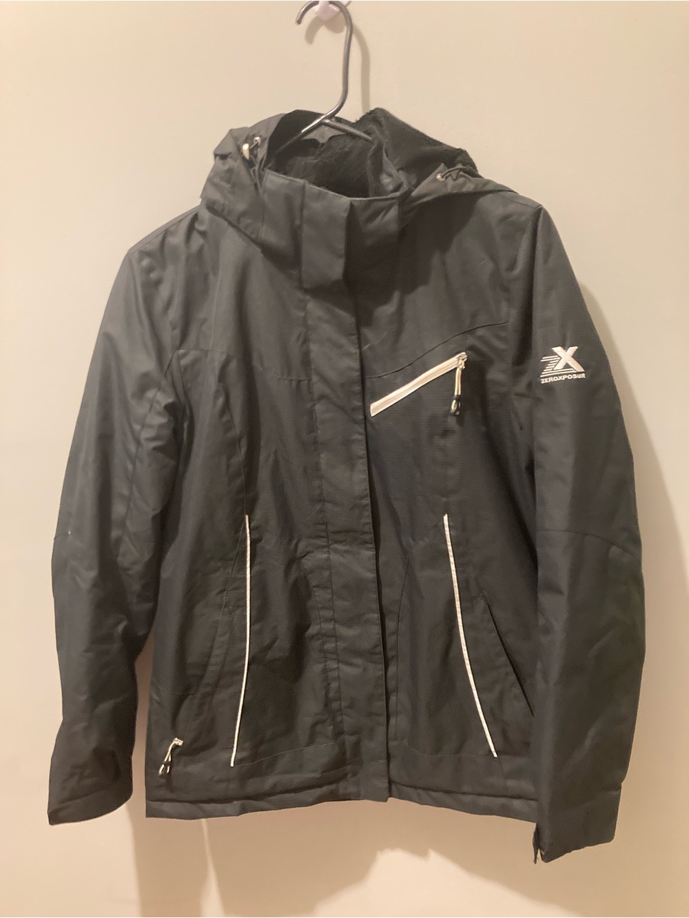 ZeroXposur Black Hooded Winter Jacket Size Medium Weather Resistant Coat